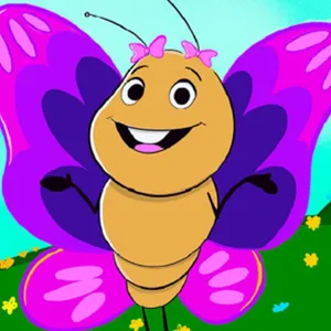 Sissy the Butterfly, purple and pink wings with pink bows.
